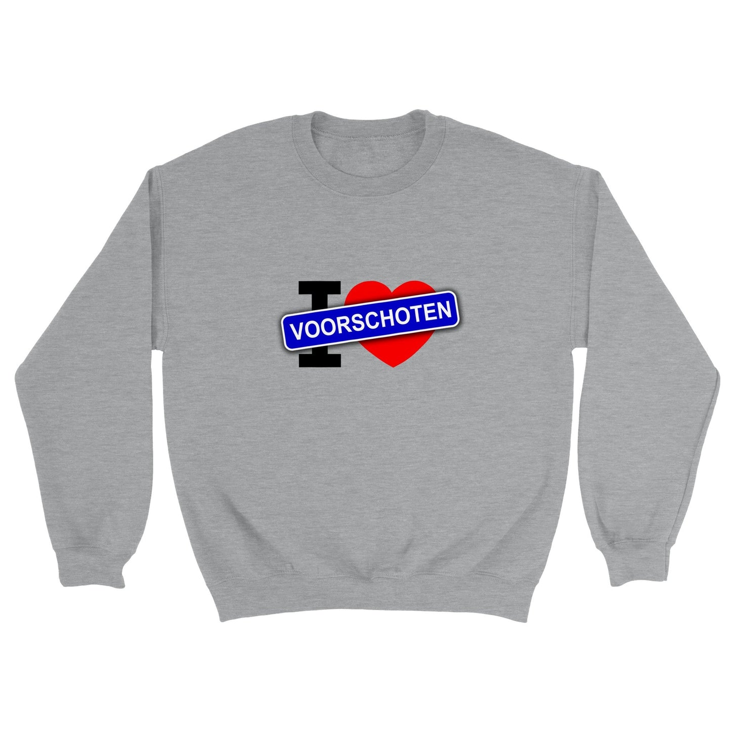 Klassiek uniseks sweatshirt met ronde hals - Webshop I Love Voorschoten