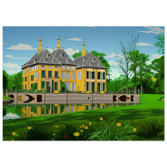 Poster kasteel Duivenvoorde in Cartoon - Voorschoten.Online Webshop