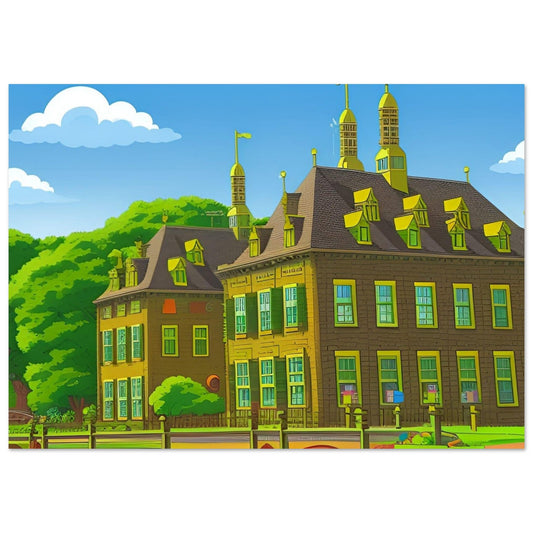 Poster kasteel Duivenvoorde in Cartoon - Voorschoten.Online Webshop
