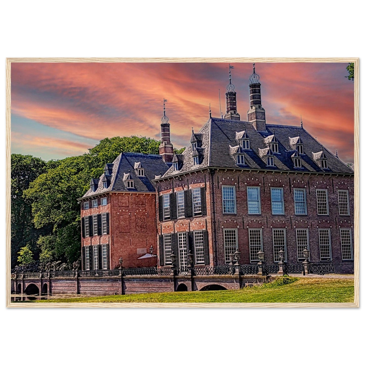 Premium matte papier poster in houten lijst Kasteel Duivenvoorde - Webshop I Love Voorschoten