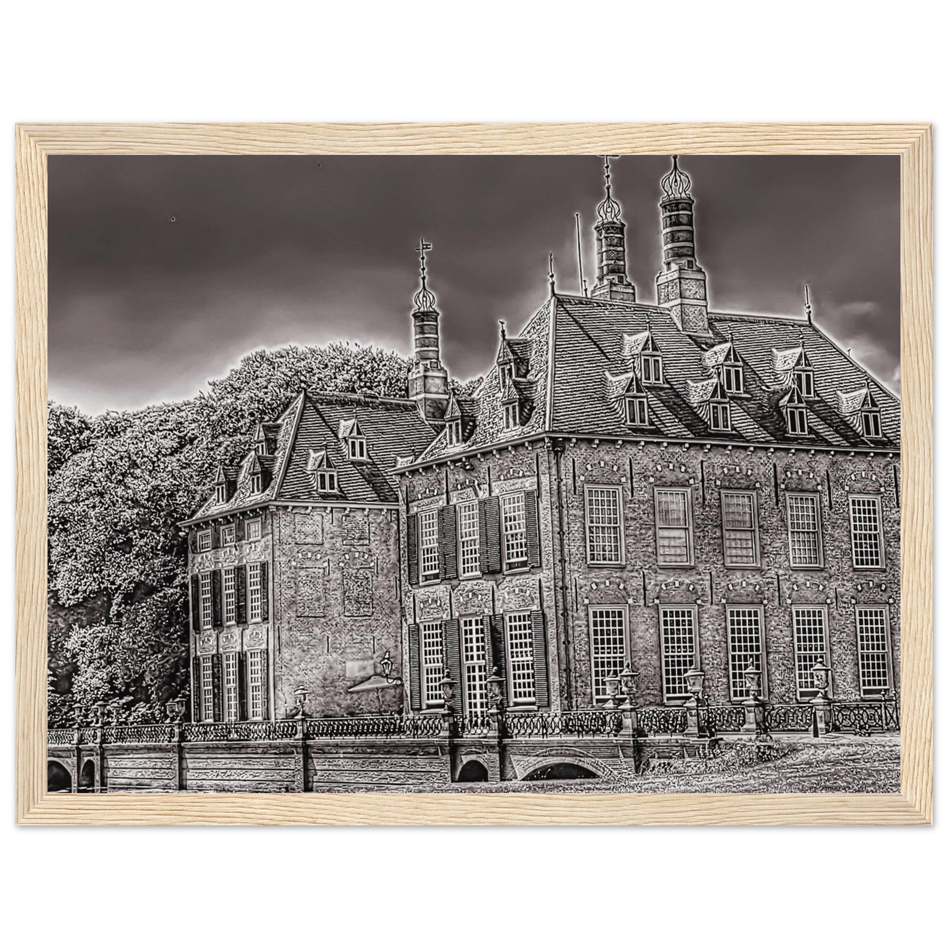 Premium matte papier poster in houten lijst kasteel Duivenvoorde - Webshop I Love Voorschoten