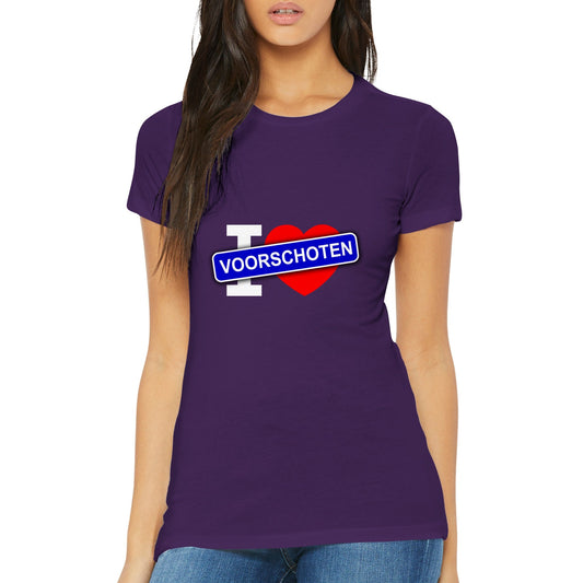 Premium T-shirt met ronde hals voor dames I Love Voorschoten - Webshop I Love Voorschoten