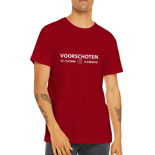 Premium uniseks T-shirt met ronde hals Coördinaten Voorschoten - Webshop I Love Voorschoten