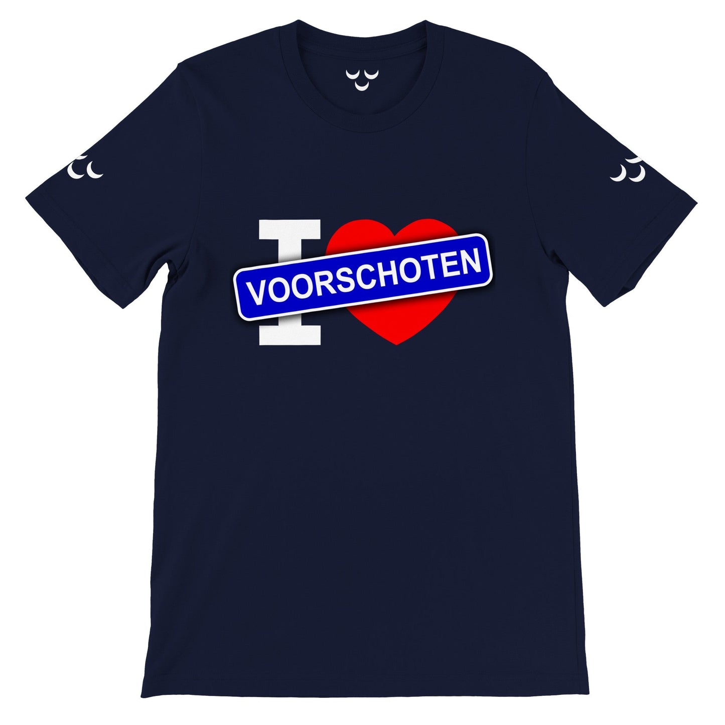 Premium uniseks T-shirt met ronde hals I Love Voorschoten - Webshop I Love Voorschoten
